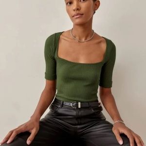 Reformation Leanne Knit Top - Fern